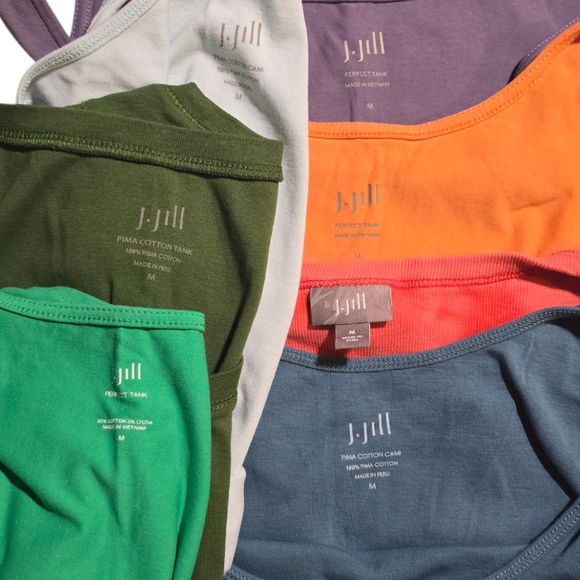 Lot of 7 Women's J. JILL Tank Tops Sz M Green Purple Orange Blue Cotton - Picture 11 of 11